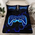 thumbnail image 2 of Castle Fairy Teens Boys Girls Video Game 4 Pieces Queen Sheet Sets,Geometric Honeycomb Ultra Soft Flat Sheet,Abstract Gamepads Queen Fitted Sheet,Luxury Bedroom Decor, 2 of 7