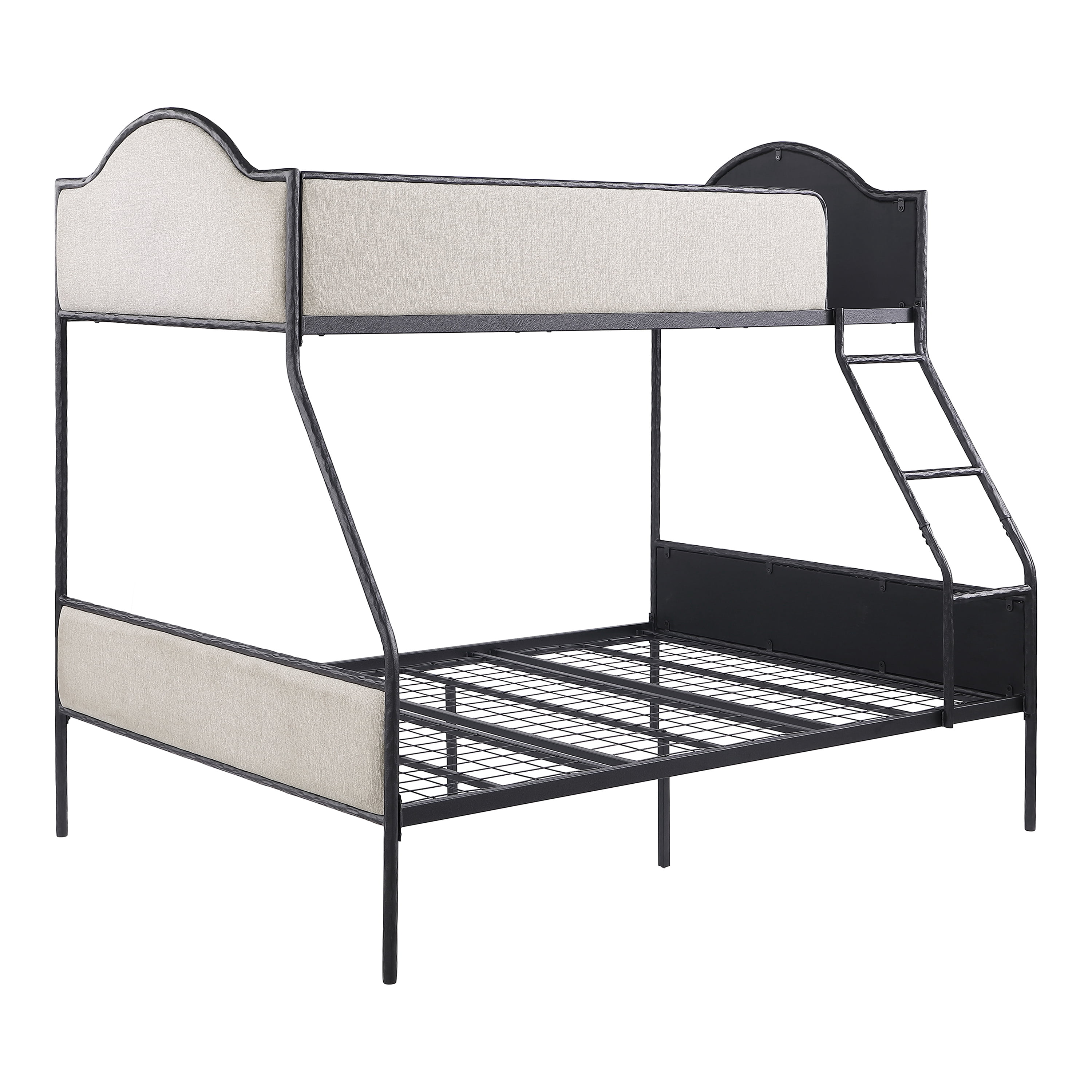 Furniture of America Rima Modern Kids Metal Twin over Full Bunk Bed with Reversible Ladder, Black