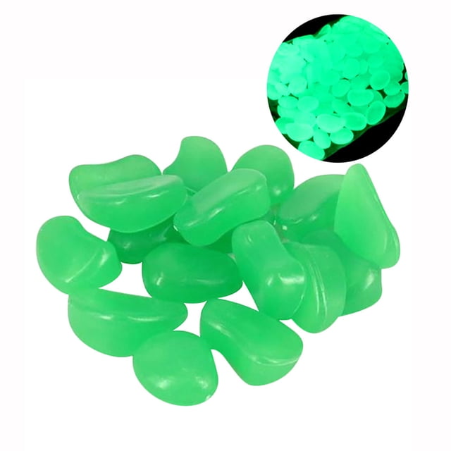 Fiudx Guijarros Fluorescentes Que Brillan En La Oscuridad, Decoración para Acuarios, Piedras Luminosas para Acuarios, Jarrones y Piscinas, Uso Interior y Exterior, Bolsa de 100 Unidades, Tamaño de 2,