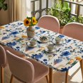 thumbnail image 3 of Spring Blue Flowers Table Cloths for 4 Foot Rectangle Tables, Vintage Floral Botanical Rustic Garden Patio Waterproof Elastic Fitted Tablecloths, Washable Rectangular Table Cover for Camping, 3 of 8