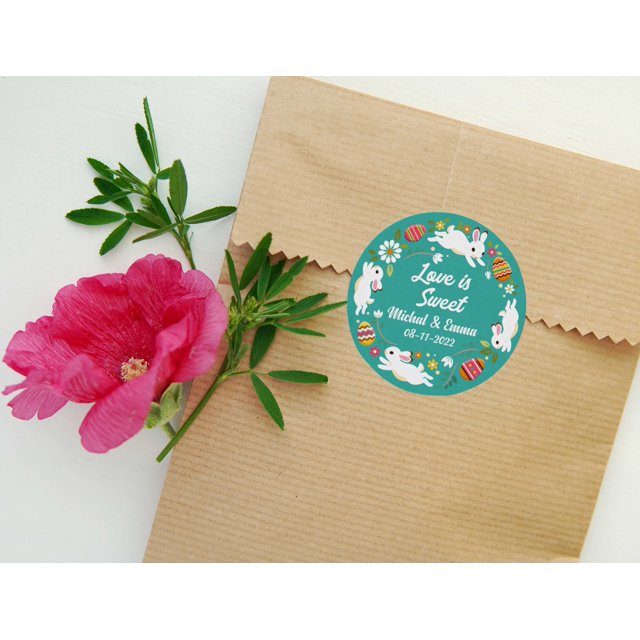 Darling Souvenir MADE WITH LOVEEaster Theme - 2" CustomStickersPremium 80 Self-AdhesiveRoundLabels- Personalized Easter Party FavorStickers/RoundEnvelope Seal