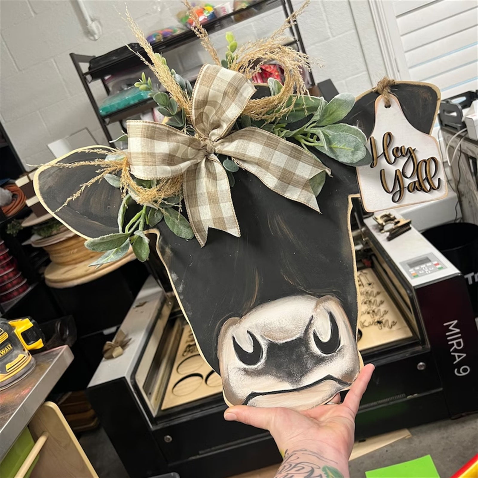 Couronne De Porte En Forme De Tête De Vache - Artisanat De Ferme