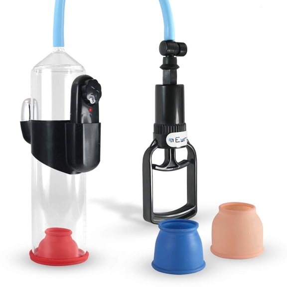 LeLuv Penis Pump Vibrating Easyop Tgrip 2.25" x 9" Cylinder Uncoated Silicone Hose Kit 3 Silicone Sleeves