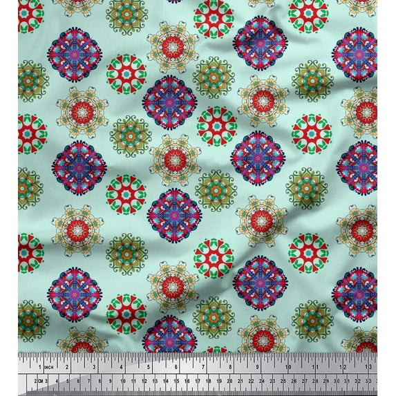 Soimoi Cotton Voile Fabric Mandala Kaleidoscope Fabric Prints by Yard 56 Inch Wide