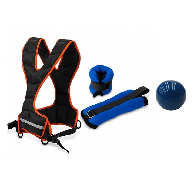 Kit de Ejercicio Fitness 3 Piezas con Chaleco de Peso 8 lb Polainas 2 lb y Pelota 2 lb Set de Entrenamiento en Casa