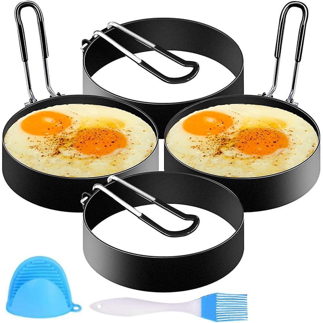 4 Piezas Moldes para Huevos Fritos, Molde para Panqueques Molde para Panqueques Antiadherente de Acero Inoxidable Molde para Huevos Fritos para Sartén Ajuste para Moldear Huevos