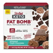 SlimFast Keto Fat Bomb Whipped Triple Chocolate Meal Replacement Bar, 5 Count