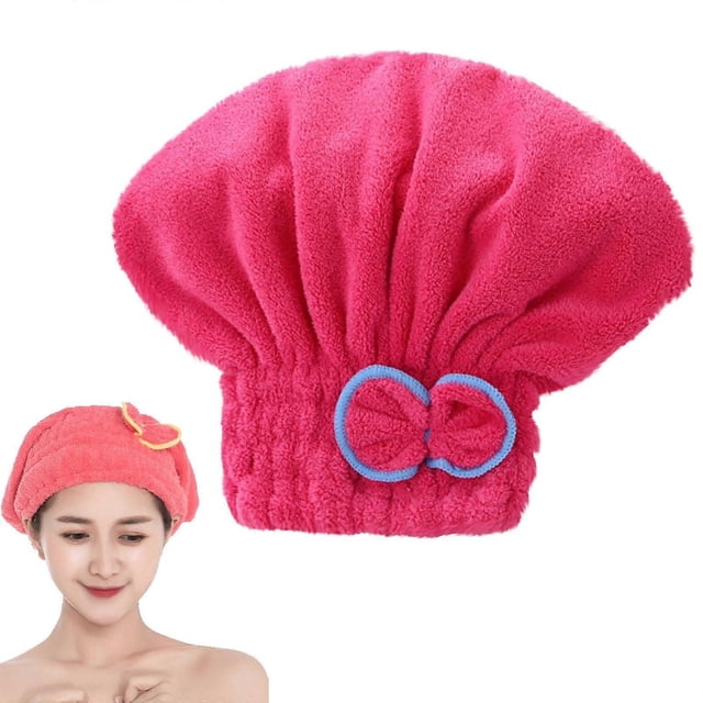 Toalla turbante de microfibra para el cabello, ideal para mujeres y niñas, ultra absorbente y de secado rápido, con lazo suave (rosa intenso).