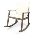 thumbnail image 3 of Christopher Knight Home Outdoor Rocking Chair, Acacia Wood Frame with Cushions, Cross-Back Design, Cream+Gray, 3 of 8