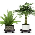 thumbnail image 6 of 4 Pack 12.8" Black Rolling Plant Stand with Caster TeqHome Round Movable Planter Dolly Tray Pallet Outdoor Indoor Tree Flower Stand Planter, 6 of 12