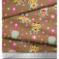 thumbnail image 3 of Soimoi Moss Georgette Fabric Floral & Owl Cartoon Decor Fabric Printed Yard 42 Inch Wide, 3 of 3