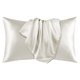 thumbnail image 1 of Deconovo Juego de 2 fundas de almohada King de satén y seda, color beige, con cierre de sobre, protector de lujo para el cabello y la piel., 1 of 8