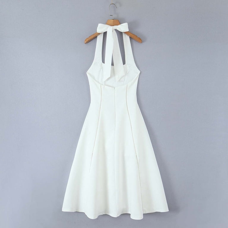 square neck sleeveless a-line dress in white White Square Neck Sleeveless Maxi Dress