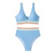 thumbnail image 2 of Traje de baño para mujer, color liso, escote en V, cintura alta dividida con costuras, bikini dividido, traje de baño para mujer, conjuntos de bikini para mujer, trajes de baño bikini para mujer, 2 of 9