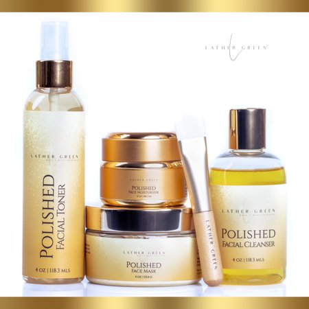 LatherGreen 4-Step Skincare Routine for Dark Spots & Hyperpigmentation - Hydrating & Brightening, Set of 4