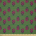 thumbnail image 2 of Ambesonne Ladybugs Fabric by the Yard Microfiber, Mosaic of Dame Beetle Art, 1 Yard, Fern Green and Magenta, 2 of 2