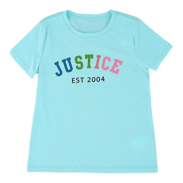 Playera Para Niña Justice Manga Corta Aqua Talla 12