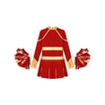 thumbnail image 4 of Doomiva Kids Girls Rhinestone Letter Print Long Sleeve Cheerleading Uniform Dance Dress with Pom Pom Carnival Dancewear Red 8, 4 of 5