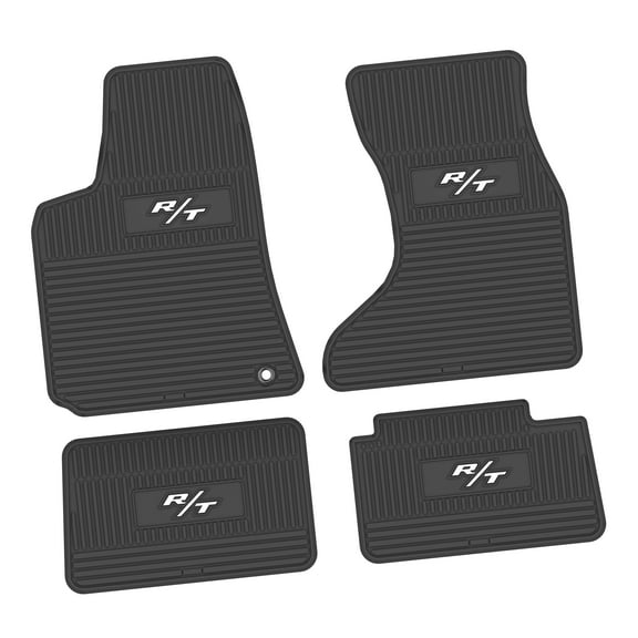 Charger Floor Mats 06-10 Dodge Charger AWD 4 Piece Custom Vintage Scene w/ R/T (2008-2014) Insert - Black w/ White Insert