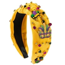 HCURIBAD Mardi Gras Accessories for Women, Women's Carnival Pearl Cowboy Headband, High-Head Hair Accessory, 1PC Hairband Yellow One Size