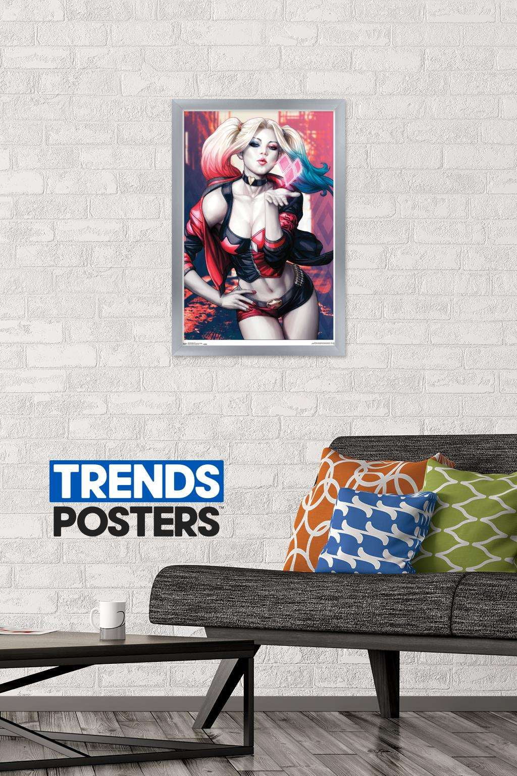 DC Comics - Harley Quinn - Kiss Wall Poster, 14.725" x 22.375", Framed