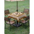 thumbnail image 4 of Outdoor Tablecloth with Umbrella Hole for Patio/Picnic/Party/Camping, Brown Western Waterproof Table Cloth Square Cover Washable, Vintage Texas Stars Country Wheats (54"x 54"), 4 of 8