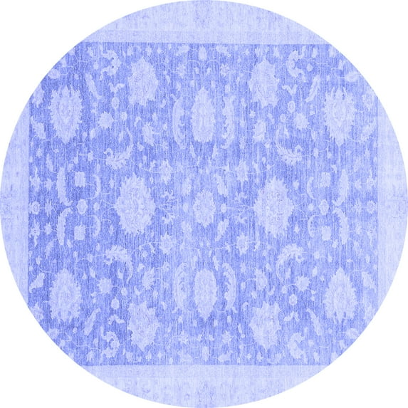 Ahgly Company Indoor Round Oriental Blue Traditional Area Rugs, 3' Round
