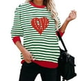 thumbnail image 4 of ICHUANYI Womens Striped Heart Print Oversized Sweatshirt Color Block Crew Neck Long Sleeve Casual Loose Pullover Top Sweatshirts, 4 of 6