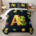 thumbnail image 2 of Homewish Dinosaur Twin Quilt Set for Boys Girls, Dino Letter A Twin Coverlet Set, 2 of 7