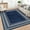 Navy Blue, variant on GlowSol 10' x 13' Area Rug Modern Bordered Rug Floral Washable Rugs Low Pile Non Shedding Rugs for Living Room, Red