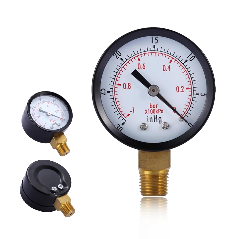 Harupink Vacuum Manometer Mini Dual Scale Dial Gauge 1/4"NPT30HG/0PS