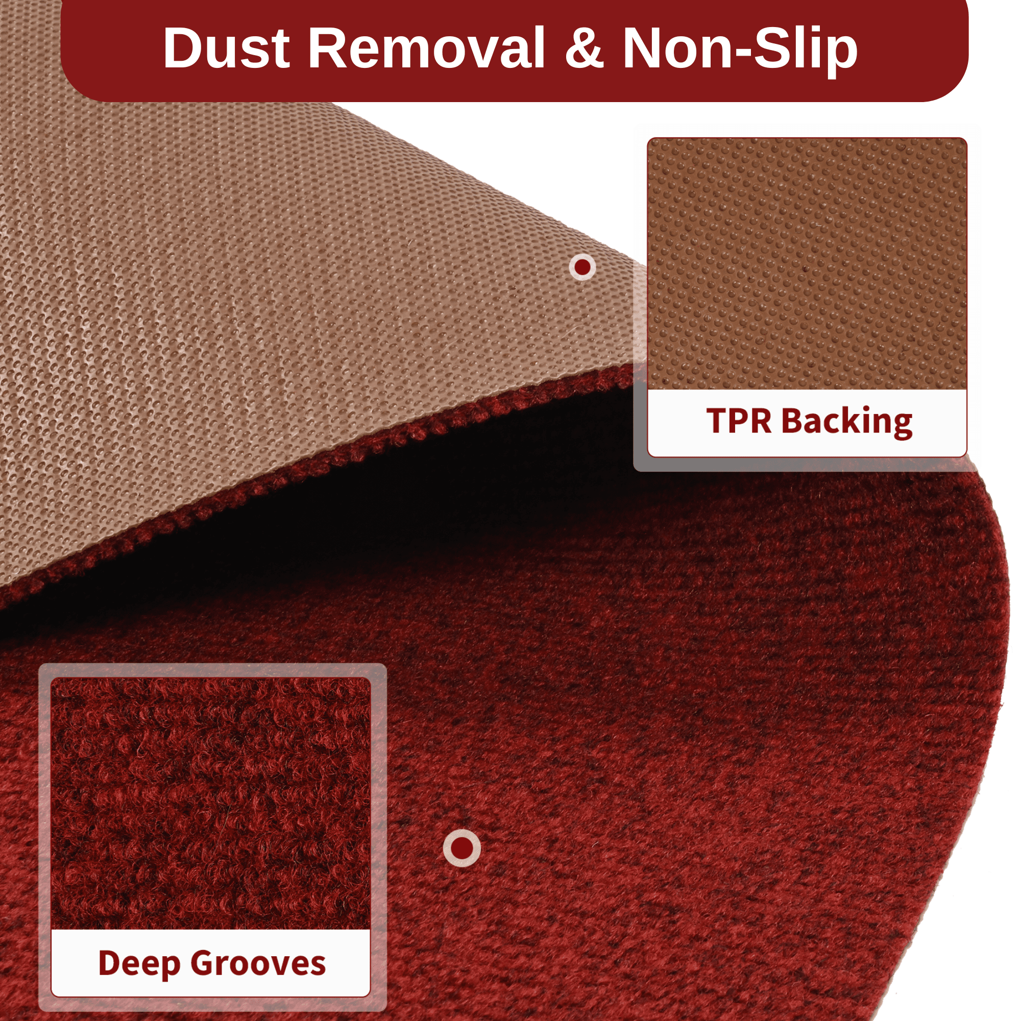 OVYEOFR Commercial Carpet, 3' x 10' Runner Rug with TPR Backing, Heavy Duty Utility Rugs for Hallway Entrance Kitchen, Red