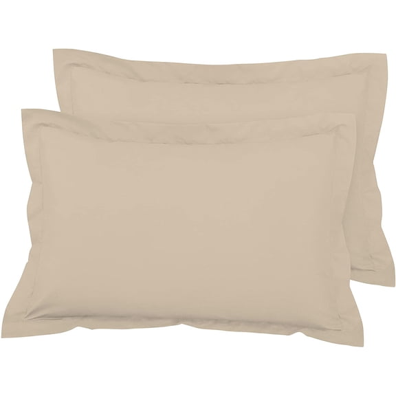 Royale Linens Pillow Shams 2 Pack Standard Size 20x26 Inch - Brushed 1800 Microfiber - Bed Pillow Shams, Wrinkle & Fade Resistant Super Soft and Cozy - Envelope Closure - Oxford Pillowcase (Std,Sand) Sand Standard (20'x26')