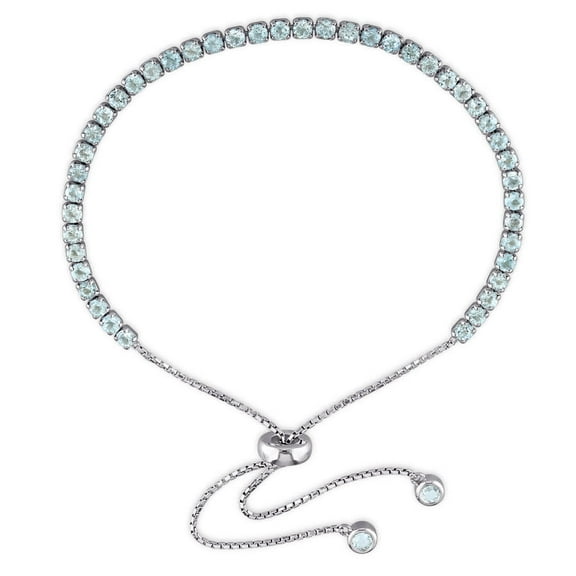 AMOUR 3 3/4 CT TGW Blue Topaz Tassel Bolo Bracelet In Sterling Silver