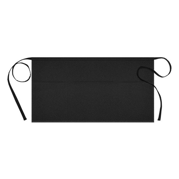 Kripyery Black Half Apron Waterproof Oilproof Large Pockets Adjustable Strap, Men Women Waitress Waiter Kitchen Chef Cafe Restaurant Bakery Flower Shop Barista Work Apron