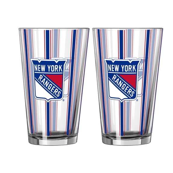 Logo Brands New York Rangers Two-Piece 16oz. Striped Pint Glass Set