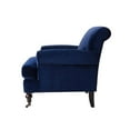 thumbnail image 2 of Maklaine Contemporary Hardwood Accent Arm Chair in Navy Blue, 2 of 14
