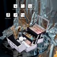 thumbnail image 2 of Joligrace Caja de Maquillaje Estuche de Tren para Cosméticos Organizador de Joyas con Cerradura con Llaves y Espejo Bandeja de 2 Niveles Transporte Portátil con Asa Almacenamiento de Viaje (Plata Clás, 2 of 5