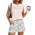thumbnail image 2 of 2 Piece Short Sets for Women Summer Vacation Outfits Cap Sleeve Tops and Floral Shorts Set Hawaiian Beach Clothes Complexion 2XL, 2 of 6