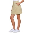 thumbnail image 4 of Faldas de mezclilla A-Line de mujer INSPIRE CHIC, cintura alta, con botones en la parte delantera, falda de mezclilla casual, color caqui claro, talla M, 4 of 6