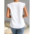 thumbnail image 2 of Women's Boho Ruffle Sleeveless Tank Top Crochet Lace V Neck Flowy Tunic Casual Summer Blouse, 2 of 2