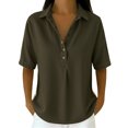 thumbnail image 2 of Jeans Shirt for Women Loose Fit Vintage Washed Denim T Shirt Summer Lightweight Going Out Jean Top Casual Polo Shirts Light Green L, 2 of 6
