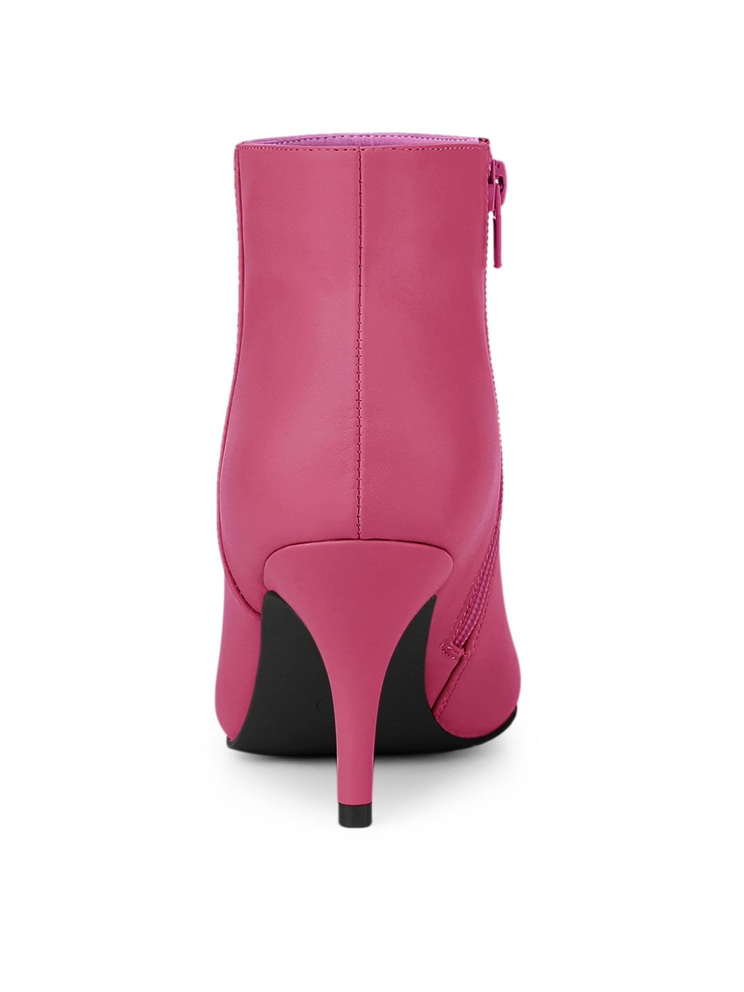 DARING DIVA Women's Pointed Toe Zipper Stiletto Heel Ankle Wrap Boots Hot Pink 7