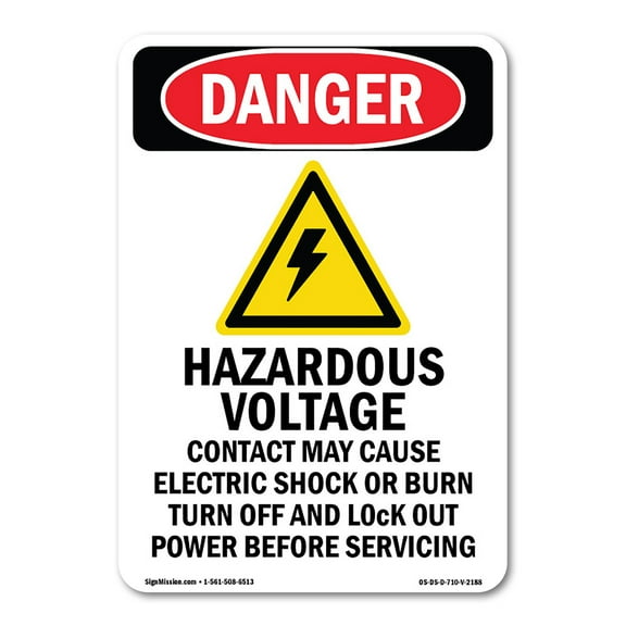 OSHA Danger Sign -  Hazardous Voltage | Decal | Protect Your Business, Construction Site, Warehouse & Shop Area |  Made in The USA
