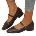 thumbnail image 5 of Viluyesy Womens Flats Shoes, Square Toe Ankle Strap Low Heels 2025 Fashion Dressy Shoes Brown, 5 of 8