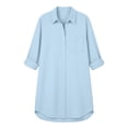 thumbnail image 6 of Guieoi Women's Elegant Casual Vacation-Style Long-Sleeve Shirt Dress Fall with Two Pockets Blue S, 6 of 6