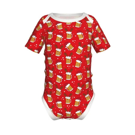 

Yiaed Christmas Hat beer Print Infant Climbing Short Sleeve Onesie One-Piece Baby Bodysuit Clothes 0-12 Months -18 Months