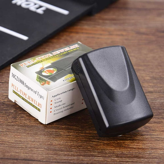 OFFIGAM Pocket Magnifier with LED Light, Jewelry Magnifier Black, Portable Handheld Loupe for Reading and Inspection