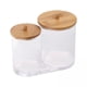 thumbnail image 1 of 2x Hisopos Plásticos Del Palillo Del Oído Del Envase con Dispensador Del Organizador de La Tapa de Bambú para La Decoración Moderna Del Cuarto de Baño Zulema Bastoncillos de algodón acrílico, 1 of 7