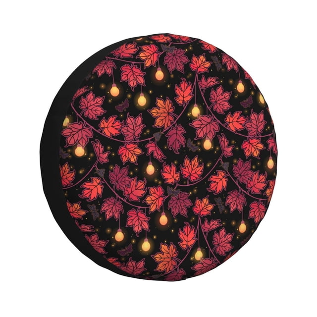 Fotbe Beautiful Maple Leaf Lantern Funda de Llanta de Repuesto con Estampado, Engrosada, Ajuste Universal para Jeep, Remolque, RV, SUV, Camión-14 inch